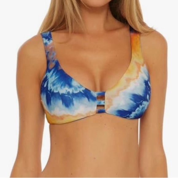 NWT! Becca Over the Rainbow Tie Dye Bralette Bikini Top M Reversible - Picture 1 of 8